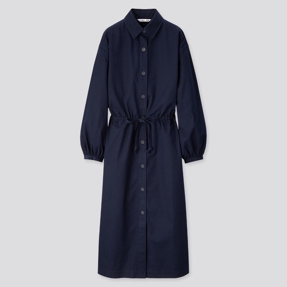 UNIQLO JW Anderson Twill Long-Sleeve Shirt Dress in Navy Blue Size Medium M - Picture 1 of 2